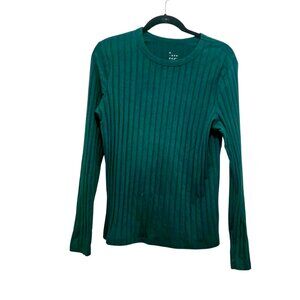 A New Day Forest Green Ribbed Long Sleeve Top – Large